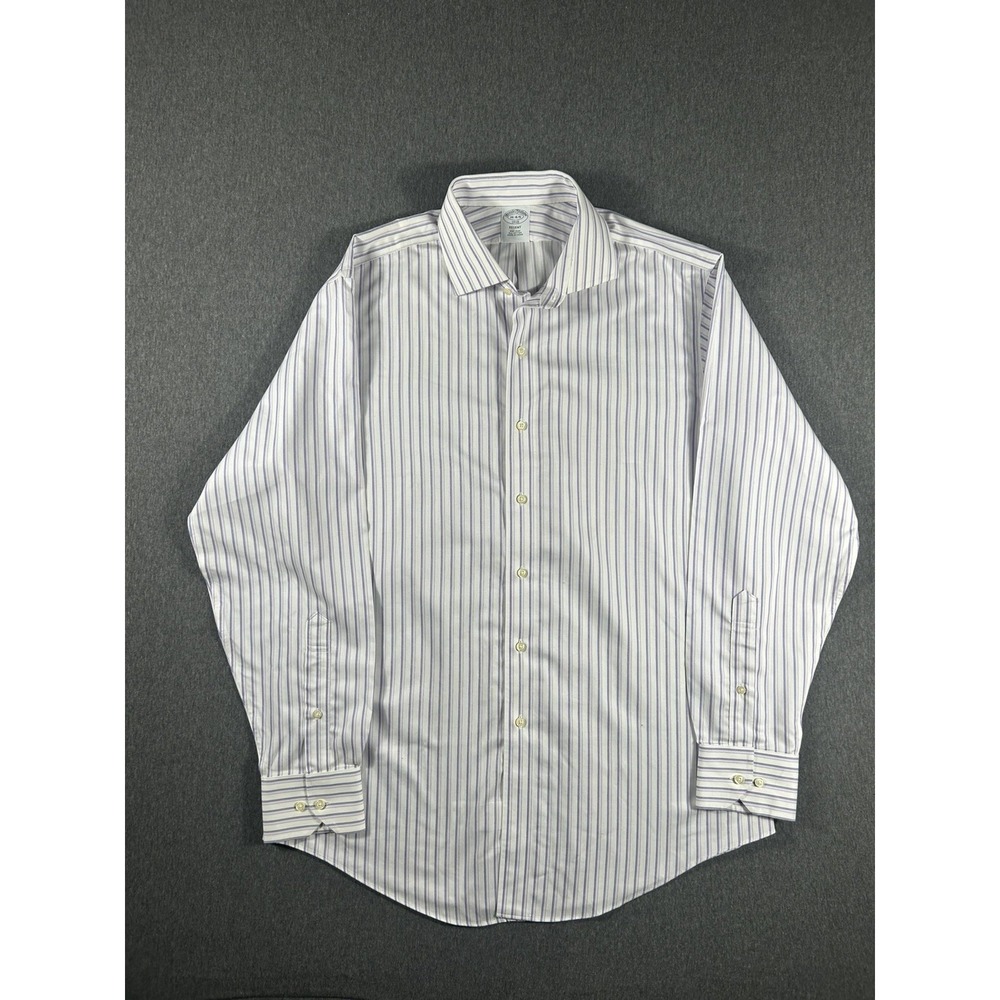 Brooks Brothers Regent Fit 1818 Non-Iron Purple and White Striped Dress Shirt 16